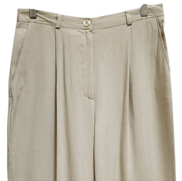 Norton McNaughton Pant Set Women Sz 10 Beige Linen Blend Short Slv Office Casual - Picture 8 of 16